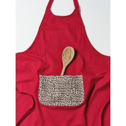 TABLIER FEMME ROUGE LEOPARD